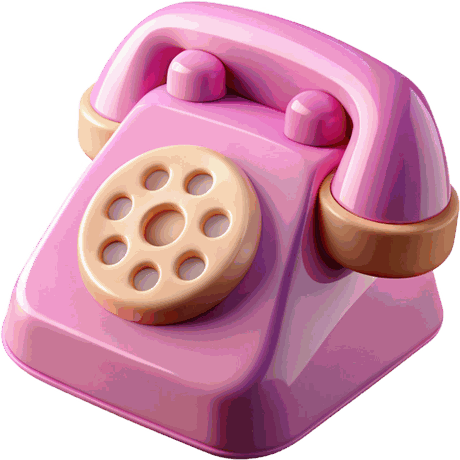 An illustrated pink telephone